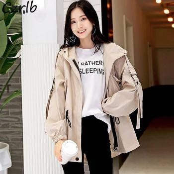 Женский тренч-карго, осенняя верхняя одежда 4 цвета, свободная одежда для колледжа в корейском стиле, Модный дизайн Ins, Повседневная одежда для отдыха