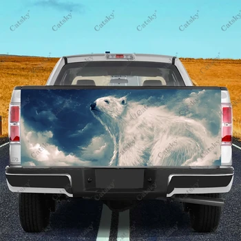 Животное Белый Медведь Печать Хвост Автомобиля Багажник Защищает Vinly Оберточная Наклейка Наклейка Украшение Капота Автомобиля Наклейка для Внедорожника Внедорожный Пикап