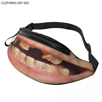 Забавная поясная сумка с отсутствующими зубами, гнилой улыбкой, изготовленный на заказ мем, поясная сумка через плечо, мужская Женская сумка для путешествий, сумка для телефона, денег