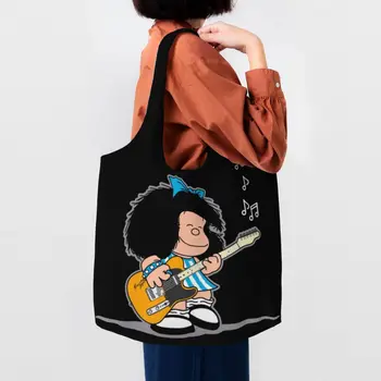Забавные сумки для покупок из комиксов Mafalda Quino, переработка классических мультяшных Манга-продуктов, Холщовые сумки для покупателей через плечо, сумки
