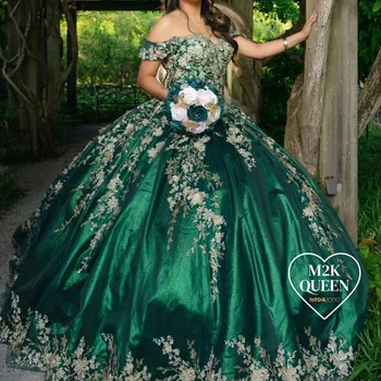 Зеленое Блестящее Пышное Платье Принцессы В форме Сердца, Бальное Платье, Вечернее Платье С Аппликацией, Кружевное Милое Платье На День Рождения 16, Vestido De Noiva