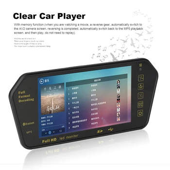 Зеркальный монитор Мультимедийный плеер Mirrorlink 7-дюймовая Резервная камера Full HD FM-передатчик Автоматическое Управление рулевым колесом заднего хода