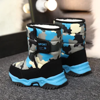 Зимние ботинки на резиновой подошве, модные теплые уличные ботинки, Мода 2023, зимняя детская обувь из плюшевой водонепроницаемой ткани, нескользящая обувь для девочек