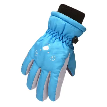 Зимние перчатки Для детей на открытом воздухе, мальчиков и девочек, катания на коньках, Сноуборде, Ветрозащитных теплых Лыжных перчаток, Ветрозащитных Прочных лыжных перчаток с принтом