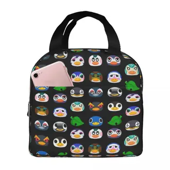 Значки пингвинов Animal Crossing Изолированные пакеты для ланча, сумка для пикника, термоохладитель, ланч-бокс, сумка для ланча для женщин, работы, детей, школы