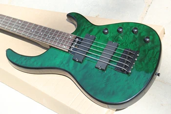 Изготовленная на заказ 5-струнная Электрическая бас-гитара Modulus Quantum Темно-зеленого цвета с кленовым верхом, Черная фурнитура, самая продаваемая