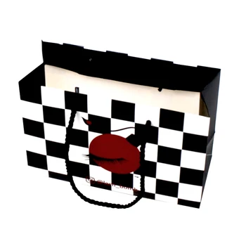 индивидуальный дизайн подарочных пакетов с логотипом SENCAI для ресниц с матовой пиксельной офсетной печатью, бумажный пакет с черной круглой ручкой
