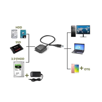 Кабель-адаптер Sata, конвертер USB 3.0 в Sata, 2,5 /3,5-дюймовый жесткий диск для HDD SSD, кабель USB3.0 на Sata, без штекера