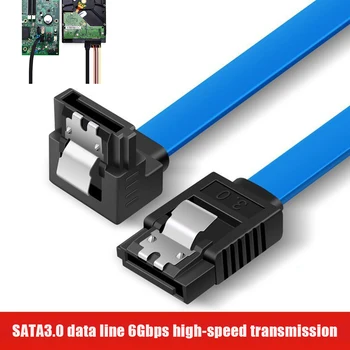 Кабель для передачи данных SATA 3.0 под прямым углом 90 градусов, кабель SATA III 6.0 Гбит/с, черный с замком, 40-сантиметровый кабель SATA для жестких дисков SSD CD DVD