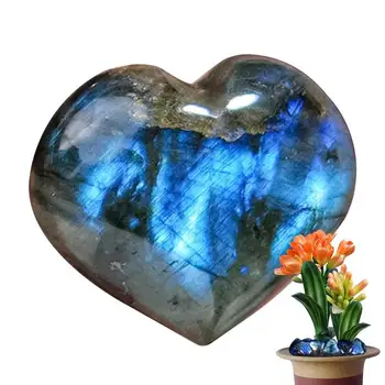 Карманный камень из лабрадорита, кристалл Лабрадорита в форме сердца, Карманный Массажный камень, Минеральный полированный карманный камень