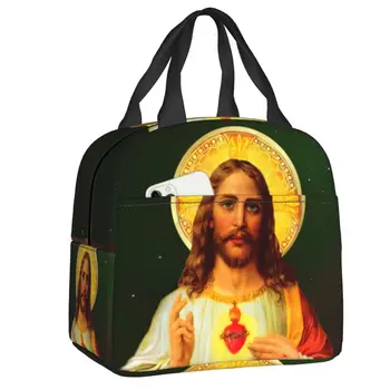 Католическая сумка для ланча Sacred Heart Of Jesus Christian Faith er с термоизолированным ланч-боксом для женщин, детских школьных сумок для еды