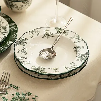 Керамические обеденные тарелки, обеденная тарелка в европейском стиле, классический Ретро-стейк, паста, десерт, Фруктово-овощной салат, Набор керамической посуды