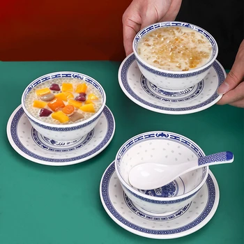 Китайская сине-белая меламиновая миска, ложка, посуда