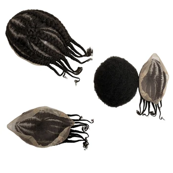 Китайский шиньон из натуральных человеческих волос № 8 с корнем, афро-Кукурузные косички № 1, Черный как смоль, Полностью Кружевной парик для Blackman