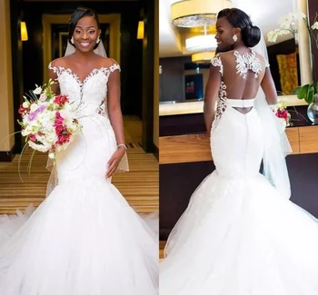 Классические Белые Романтические Сексуальные свадебные платья в рыбьем стиле Плюс Размер, сшитые на заказ в Африканском стиле для невесты 2024