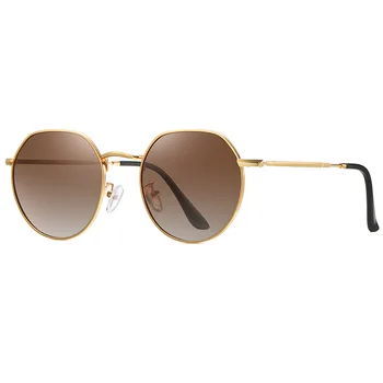Классические поляризованные круглые солнцезащитные очки в маленькой оправе, женские Для мужчин, роскошные Брендовые дизайнерские солнцезащитные очки, винтажные трендовые оттенки в стиле стимпанк