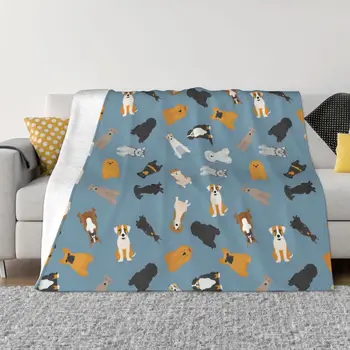Клетчатое одеяло с милым рисунком собаки, супер теплые декоративные покрывала для постельного белья по доступным ценам