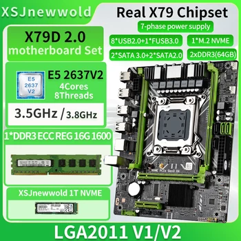 Комплект материнской платы X79D2.0 с процессором E5 2637V2 и оперативной памятью DDR3 REG 1*16G = 16 ГБ и твердотельным накопителем 1T NVME LGA2011 M.2 SATA3.0 Xeon Kit