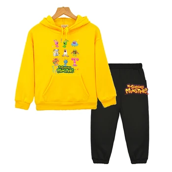 Комплекты с капюшоном My Singing Monsters, толстовка с капюшоном в стиле аниме для мальчиков и девочек, детская бутик-одежда, флисовый пуловер, детская одежда