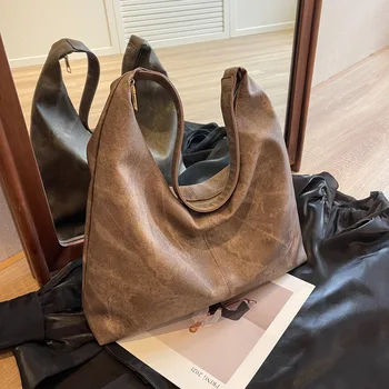Корейская повседневная сумка для поездок на работу, модная женская сумка-тоут большой емкости, женская дизайнерская сумка из искусственной кожи, винтажная сумка подмышками