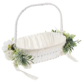 Корзина для свадебного декора с цветами для девочек-цветочниц, переносные атласные декоративные корзины для вечеринок, домашнее хранение