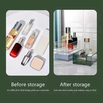Корзина-органайзер для макияжа, прозрачный столик, ящик для хранения косметики, Настольная коробка для туалетных принадлежностей, Многофункциональная витрина для инструментов и гаджетов для дома