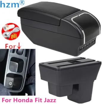 Коробка для подлокотников для Honda Fit Jazz 2008-2013 Двухслойное Большое пространство для хранения центральной консоли с подстаканником Украшение для зарядки через USB