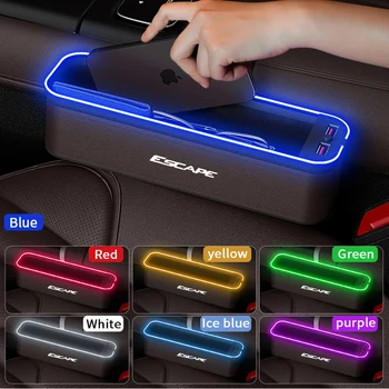 Коробка для хранения автокресел Gm с атмосферной подсветкой для Ford Escape, Органайзер для чистки автокресел, USB-зарядка сидений, автомобильные Аксессуары