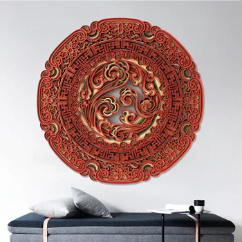Креативное деревянное украшение стен в новом китайском стиле, украшение стен круглой трехмерной столовой, украшение стен гостиной