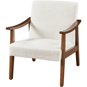 Кресло Alden Design из искусственной кожи с деревянными подлокотниками, светло-коричневый