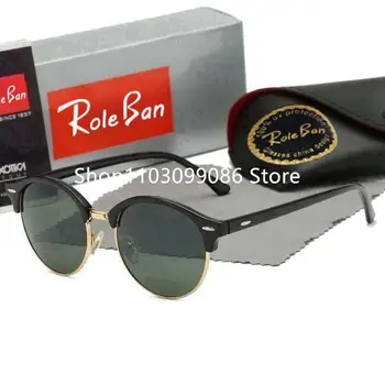 Круглые поляризованные солнцезащитные очки Roleban Rays- Мужские солнцезащитные очки Polaroid, Женские запреты- Очки в металлической оправе с черными линзами, Очки для вождения.
