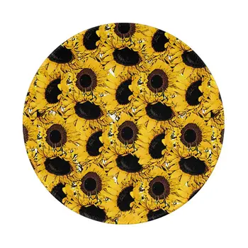 Круглый коврик для мыши Golden Sunflower 8 дюймов с нескользящей основой, настольный коврик для геймера, офис, дом, 2 шт