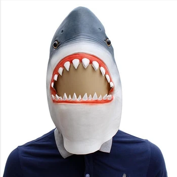 Латексная маска животного Аксессуар для костюма Новинка для вечеринки в честь Хэллоуина Маска на голову Маска акулы Маскарадный костюм для вечеринки в костюмах океанских рыб Косплей маска
