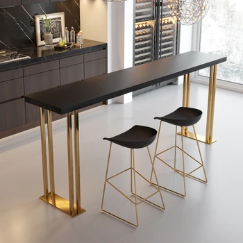 Легкие Роскошные барные столы из массива дерева Скандинавская кухонная мебель Golden High Table Домашний Дизайнерский стол и стулья для бара в кафе ресторане