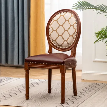 Легкие роскошные стулья для столовой, Ретро Домашний стул со спинкой из массива дерева, высококлассный французский обеденный стул для ресторана Nordic Creative