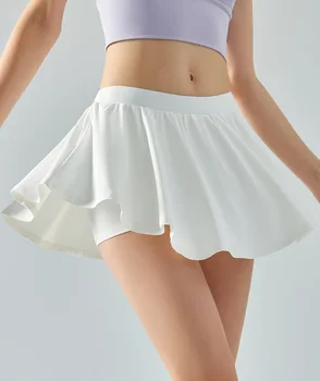 Летние женские спортивные Плиссированные юбки для гольфа Тенниса фитнеса с высокой талией Эластичные спортивные шорты для бега с карманом