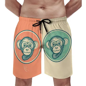 Летние пляжные шорты, спортивная одежда с обезьяньим рисунком, пляжные шорты с простым круглым рисунком, классические быстросохнущие плавки большого размера