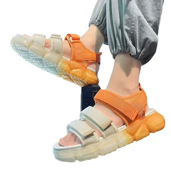 Летняя открытая обувь Корейская версия Модный Спортивный тренд Мужские сандалии с попкорном, повышающие темперамент, Мужская обувь, Белые туфли