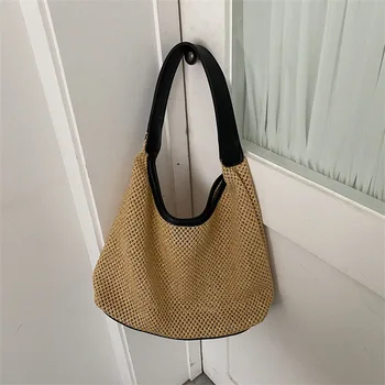 Летняя популярная женская переносная тканая сумка, модная стильная маленькая сумка через плечо, пляжная соломенная сумка для путешествий по морю