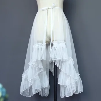 Милая Лолита, Асимметричная сетчатая юбка, женская японская Кавайная юбка с милыми оборками, Прозрачная юбка-накидка