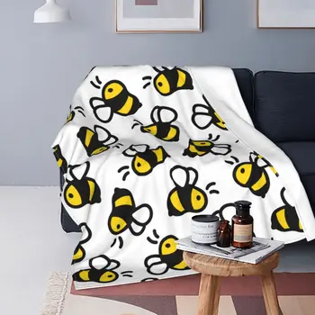Милые Одеяла с Рисунком Пчелы, Флисовые Летние Портативные Легкие Одеяла для кровати, Автомобильное Одеяло