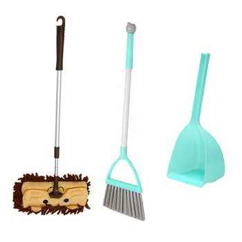 Мини-набор инструментов для уборки для детей, 3 шт., включает в себя очаровательную маленькую швабру, маленькую метлу, маленький совок для мусора для детей