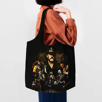 Многоразовая хозяйственная сумка рок-певицы Lemmys, Женская Холщовая сумка через плечо, Моющиеся сумки для покупок в продуктовых магазинах, сумка для фотографий,