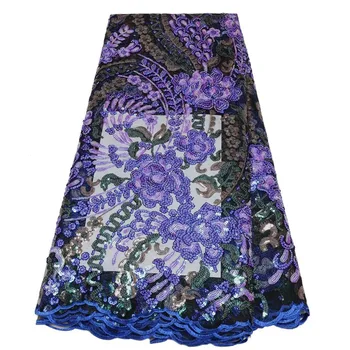 Мода 2023 года, Высококачественная Африканская кружевная ткань, Французский тюль, Сетчатая кружевная ткань, Кружевная ткань с вышивкой пайетками, Нигерийское вечернее платье