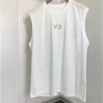 Модный бренд Y3, Весна-лето, Новый фирменный пуловер с буквенным принтом, жилет с круглым вырезом, мужская спортивная футболка без рукавов, Мужская футболка