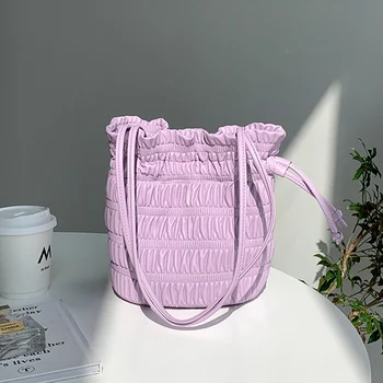 Модный дизайн, корейская сумка-мешок на шнурке, женская сумочка и сумки, летняя новая милая сумка через плечо, плиссированная сумка для подмышек, мешочек