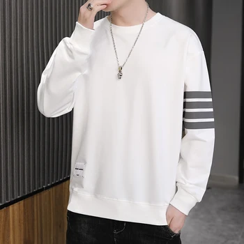 Мужская толстовка с капюшоном Корейская мода, однотонный пуловер оверсайз, уличная одежда в стиле хип-хоп 2023, Harajuku, повседневная толстовка с круглым вырезом, Мужская верхняя одежда