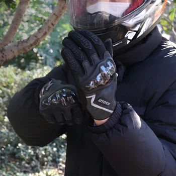 Мужские тепловые перчатки Зимние для езды на мотоцикле Водонепроницаемые сенсорные экраны