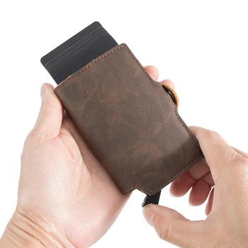 Мужской кошелек CASEKEY высшего качества, тонкий минималистичный кошелек для денег, всплывающий держатель для карт с блокировкой RFID, Ультратонкий смарт-кошелек для мужчин