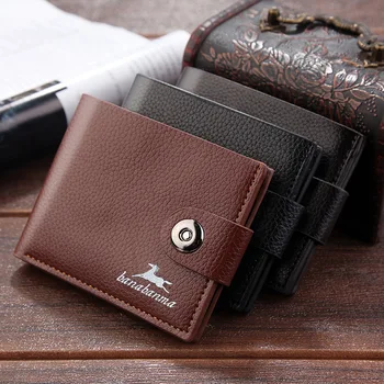 Мужской кошелек с магнитной пряжкой, зажим для денег из искусственной кожи, сумка для банковских карт, портмоне, деловой короткий кошелек двойного сложения